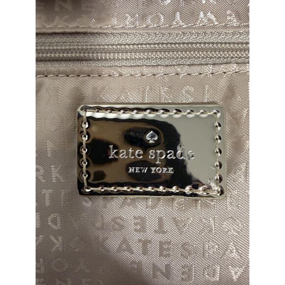 Kate Spade New York Tote Bag Womens Gold Metallic Polka Dot Zip Top Shoulder - Picture 7 of 10